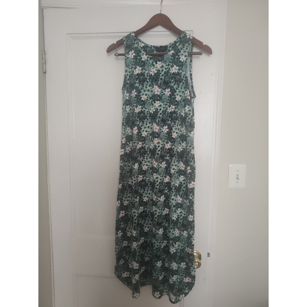 Cynthia Rowley Floral Green Sleeveless Dress